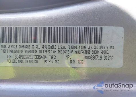 2018 Dodge Journey Crossroad from USA, damaged, VIN 3C4PDCGG9JT335494